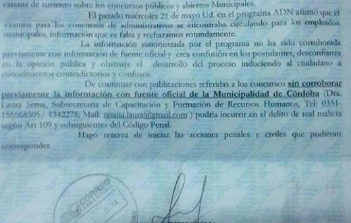 Cuestionan a una funcionaria municipal de Córdoba por amedrentar a un periodista que denunció irregularidades