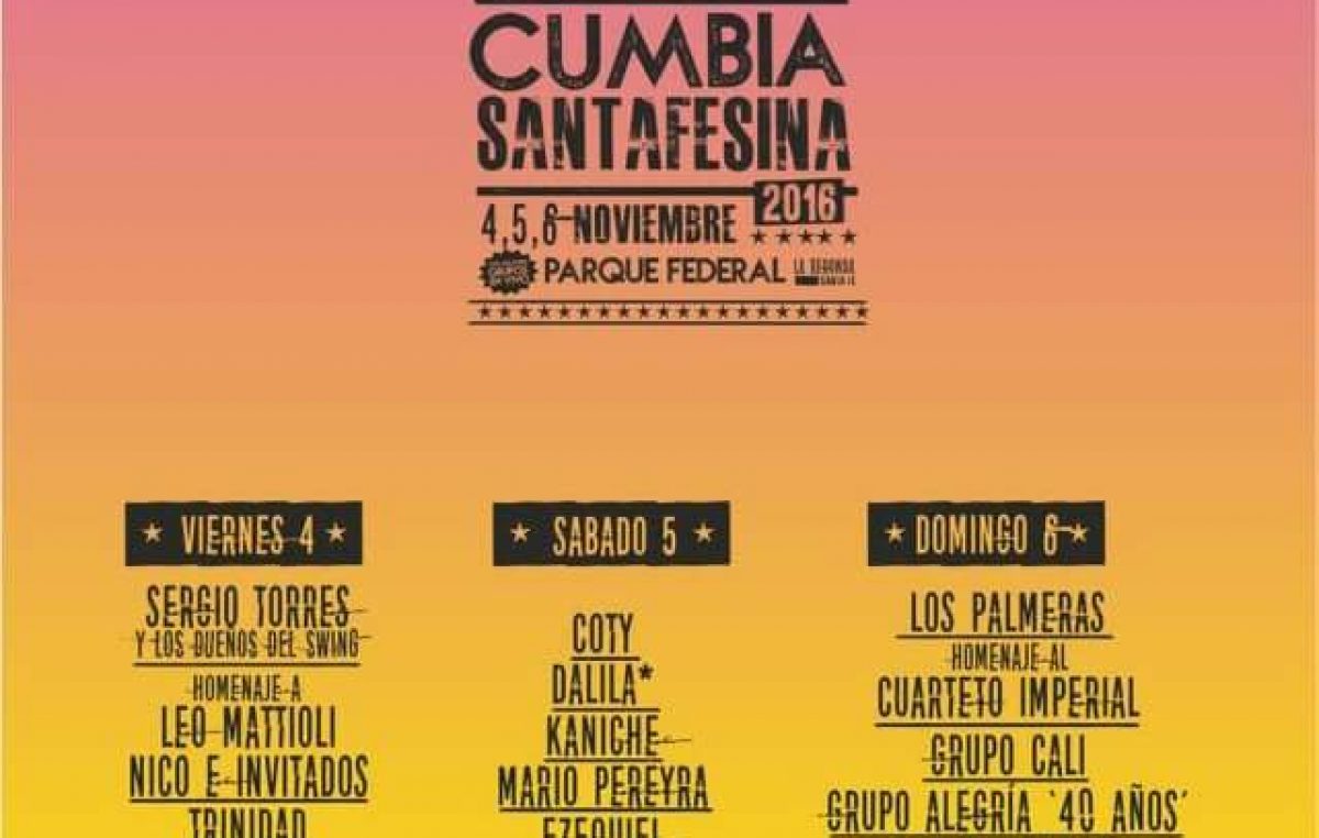 Primera Fiesta Nacional de la Cumbia Santafesina, 4, 5 y 6 de noviembre 