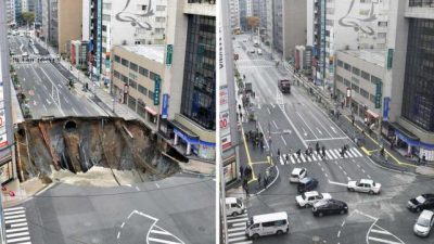 El municipio japonés que reparó en dos días un bache de 800 metros cuadrados