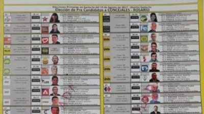 Paso: así será la boleta única de los 43 precandidatos a concejal en Rosario