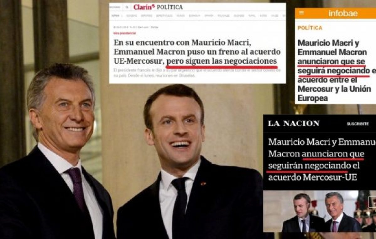 Las piruetas de los medios oficialistas en su intento de disimular el fracaso de Macri en Europa