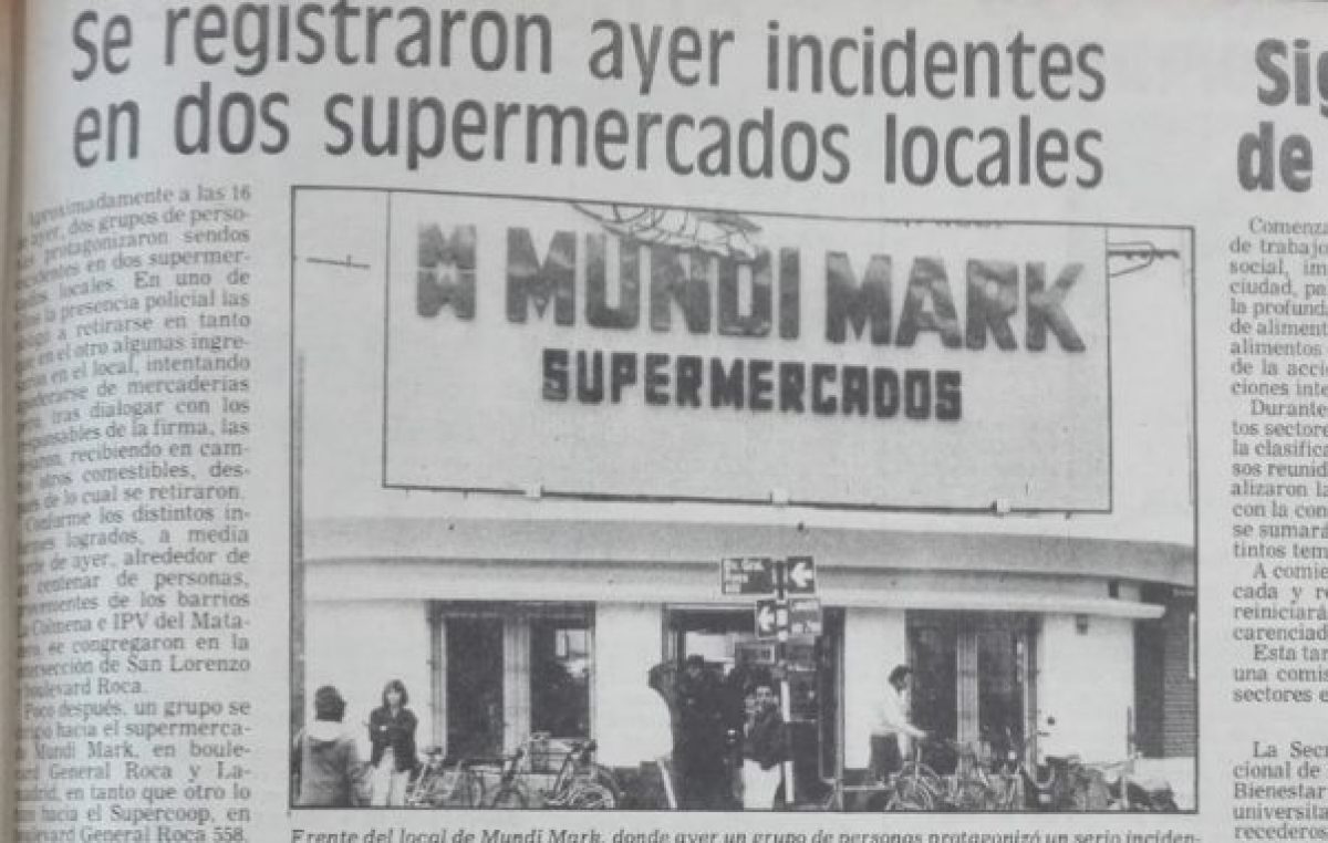 La crisis del 89 en Río Cuarto: intentos de saqueo, alcancías y reparto de comida