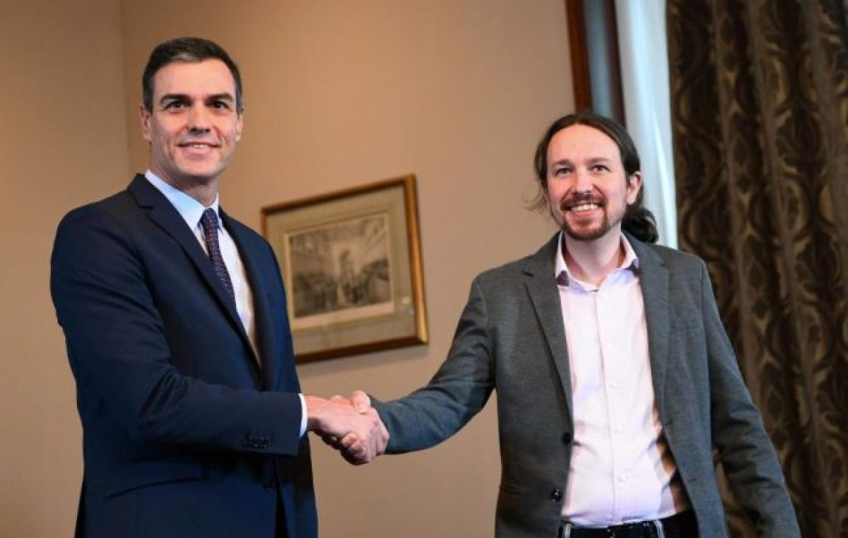 Pedro Sánchez y Pablo Iglesias pactaron un gobierno de izquierda en España