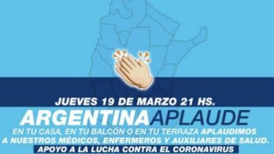 Argentina aplaude: la convocatoria que lanzaron en las redes para apoyar a los profesionales de la salud ante el coronavirus