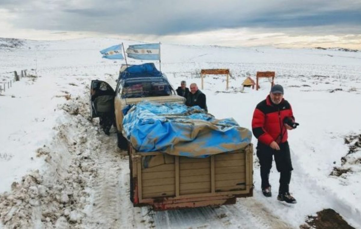 Veteranos de Malvinas solidarios, contra nieve y pandemia