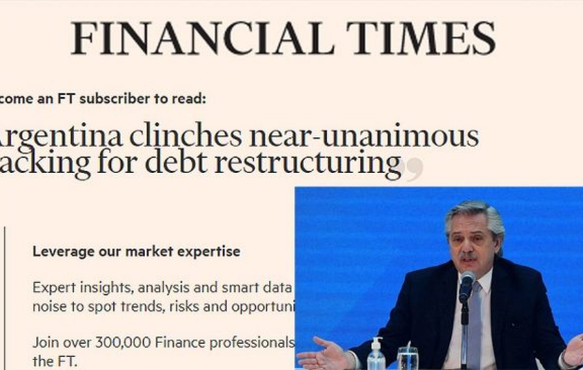 Financial Times destacó el éxito del gobierno argentino en la reestructuración de deuda