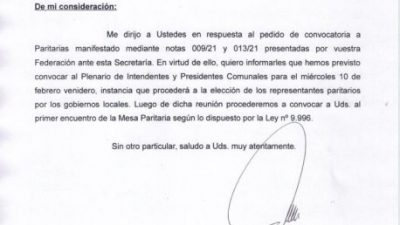 La Provincia de Santa Fe convocó a Intendentes a conformar la Paritaria