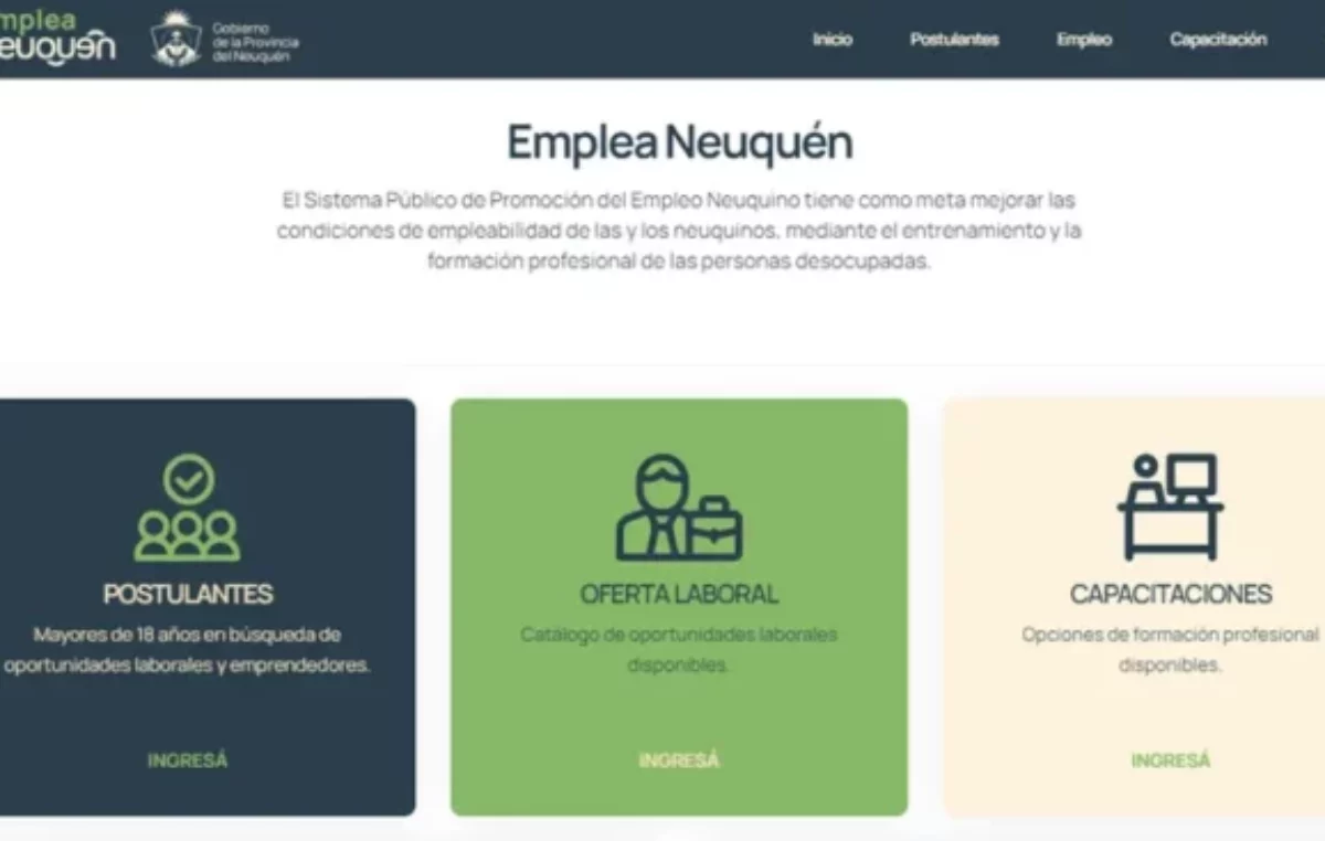 El Gobierno de Neuquén abrió un portal para quienes buscan trabajo