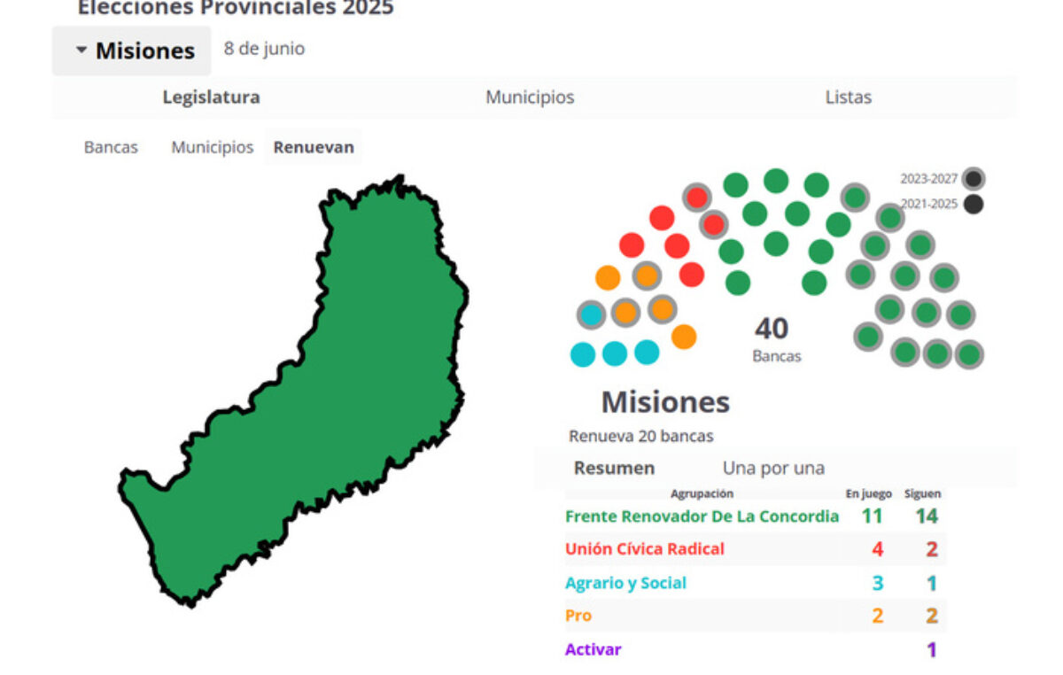 Elecciones Misiones 2025: así se repartieron las bancas en la legislatura provincial